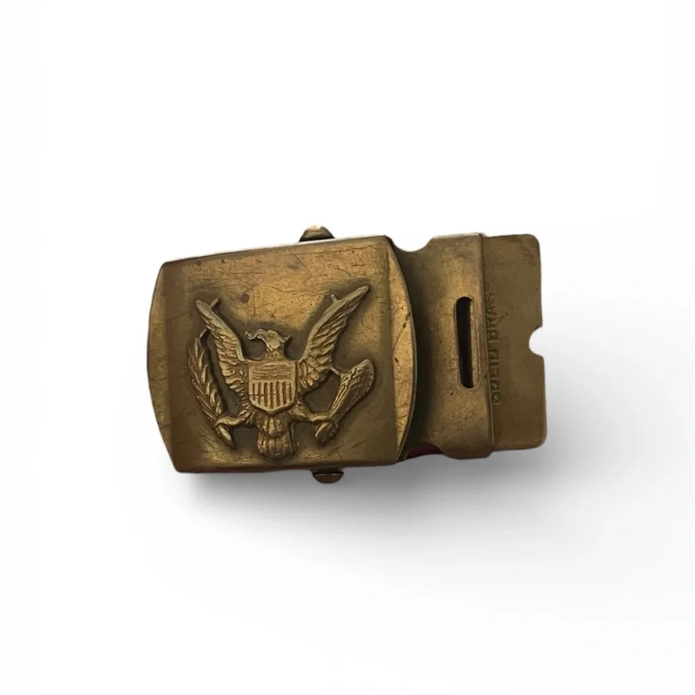 Vintage‎ U.S. Army Eagle Solid Brass Belt Buckle Made in USA